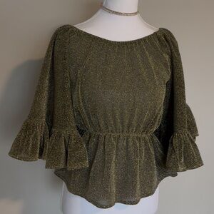 NWT- Nasty Gal metallic off shoulder shirt - Size S